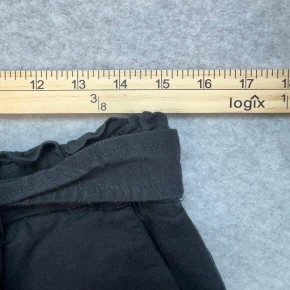 LC Lauren Conrad Paperbag Shorts WMNS Large Black Belted High Rise Cotton Blend - Picture 7 of 9